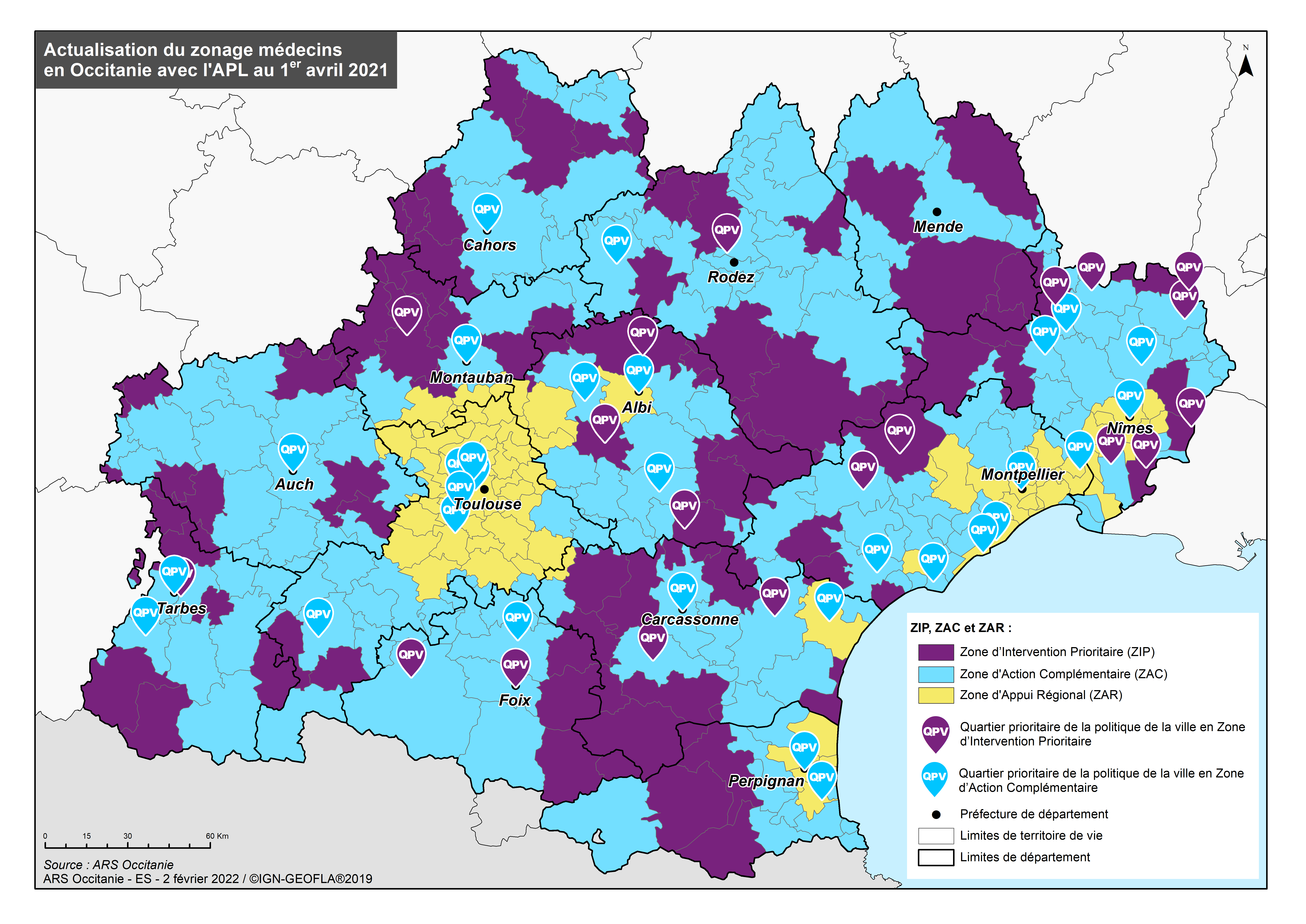 Cartographie du zonage médecins 2022